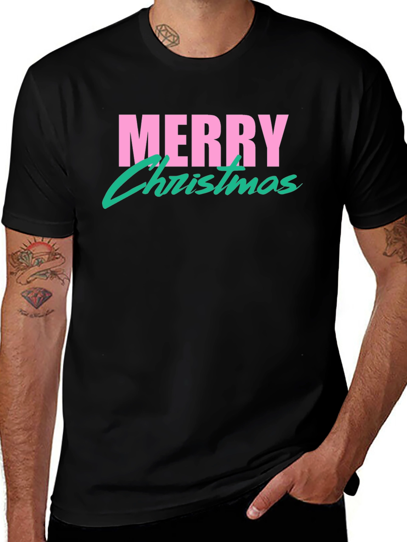 Retro Merry Christmas T-Shirt - Black