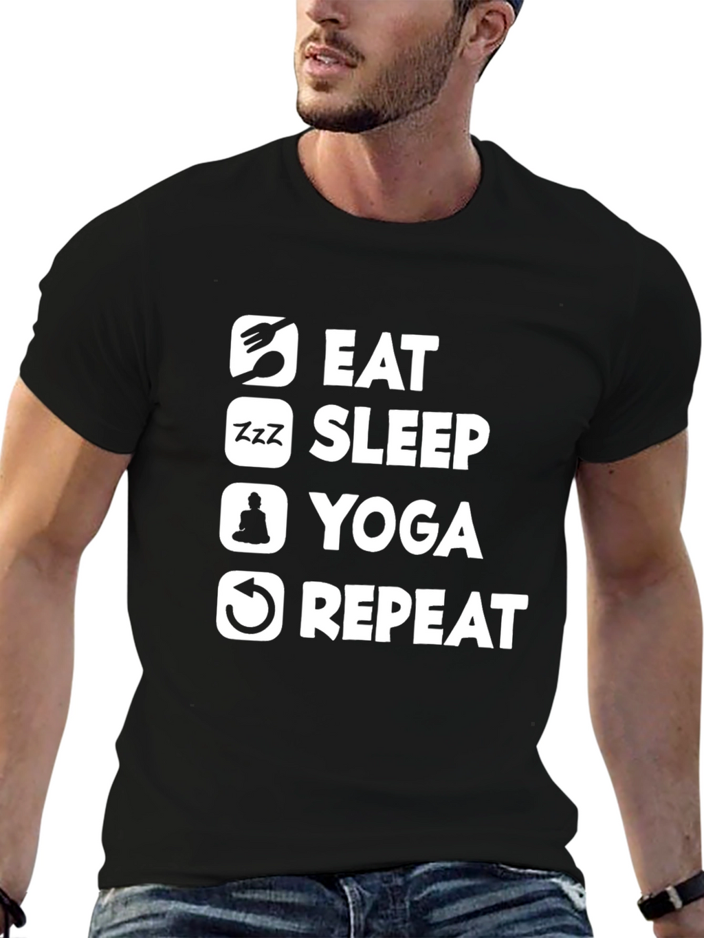 Eat Sleep Yoga Repeat Graphic Tee