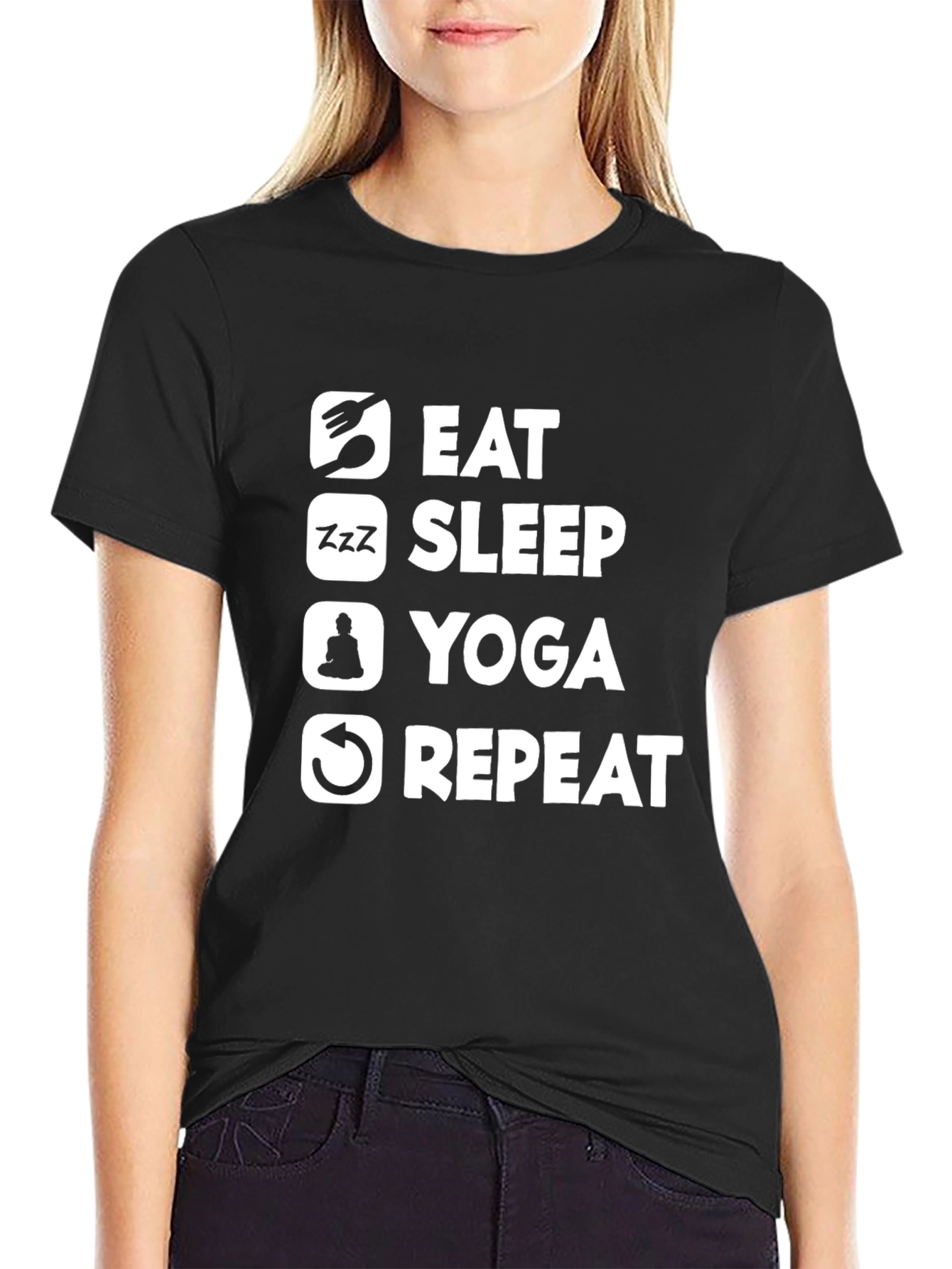 Eat Sleep Yoga Repeat Graphic Tee