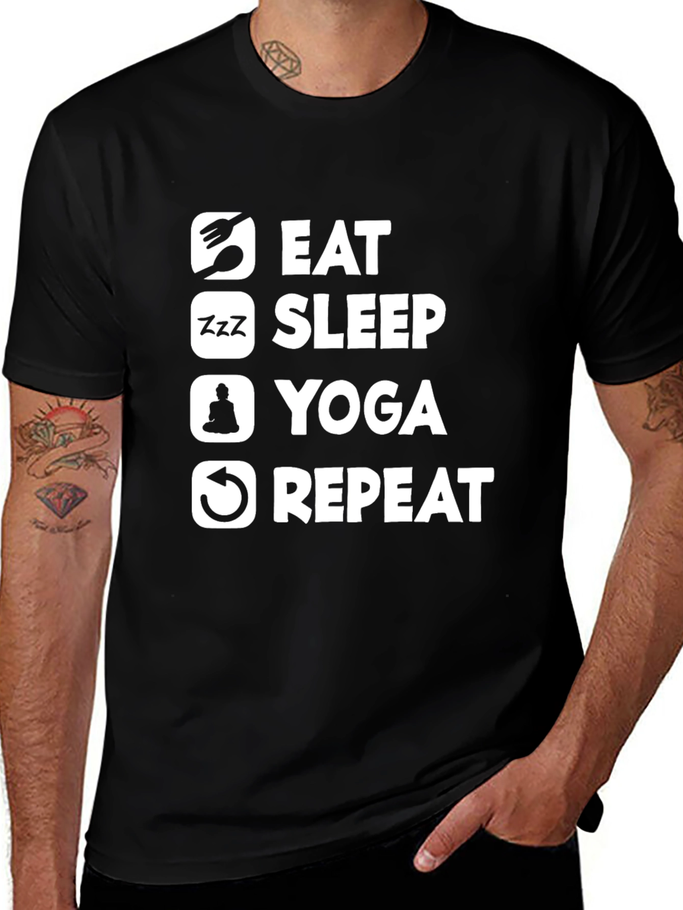 Eat Sleep Yoga Repeat Graphic Tee
