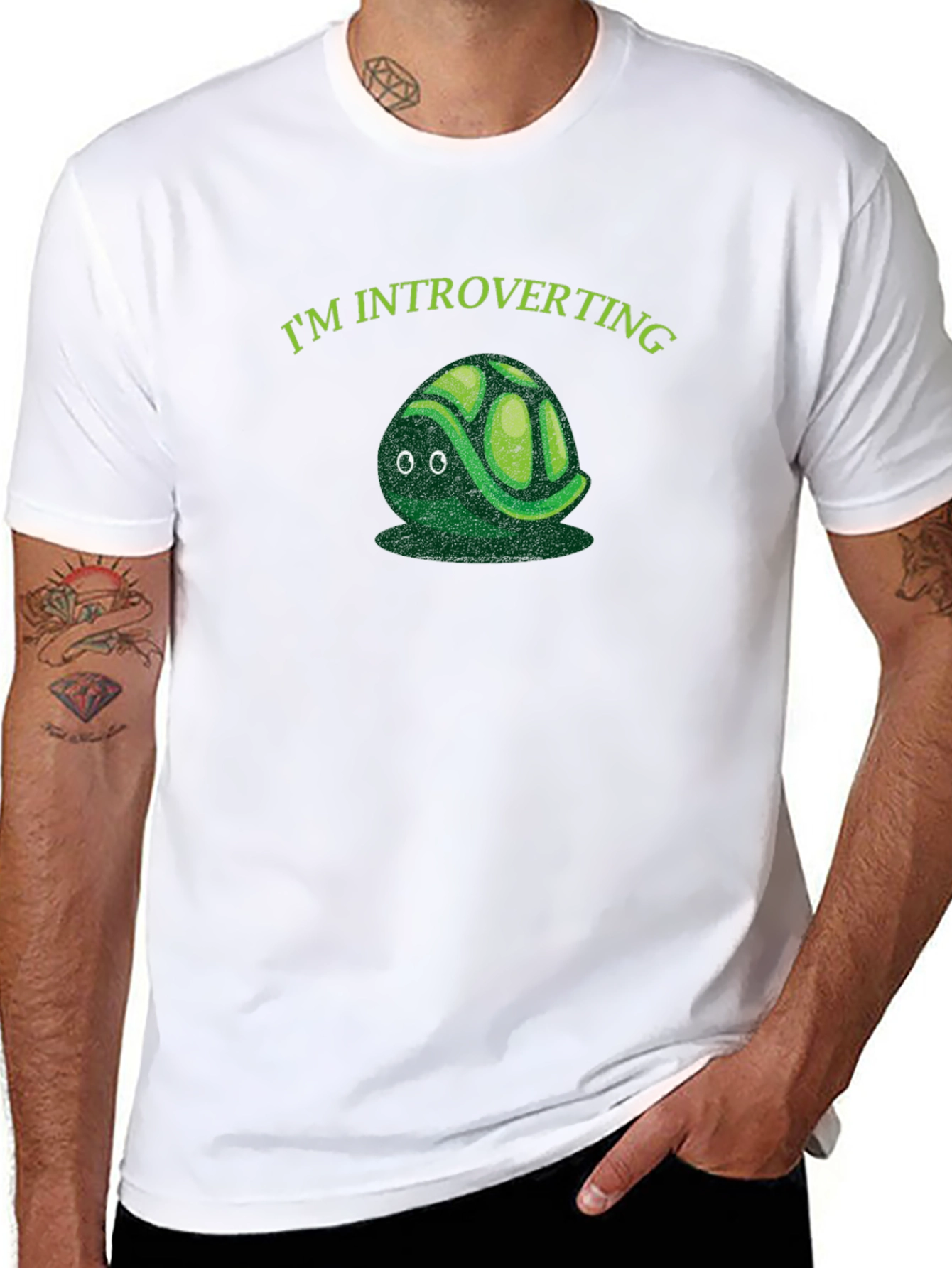 Introverting Turtle Graphic Tee - Black