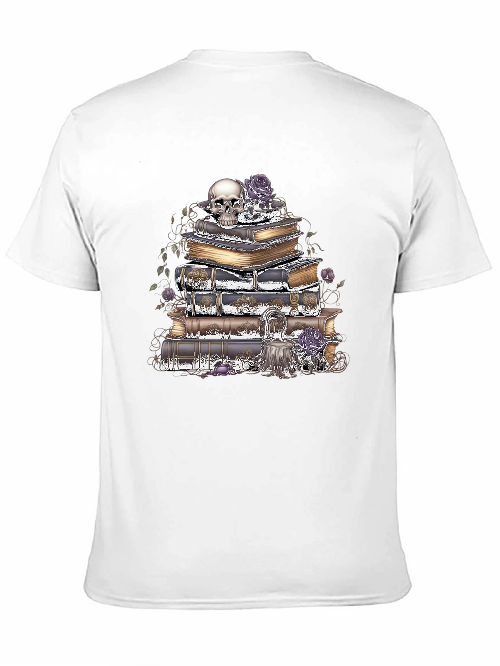 Skull & Books Graphic T-Shirt - Gothic Style