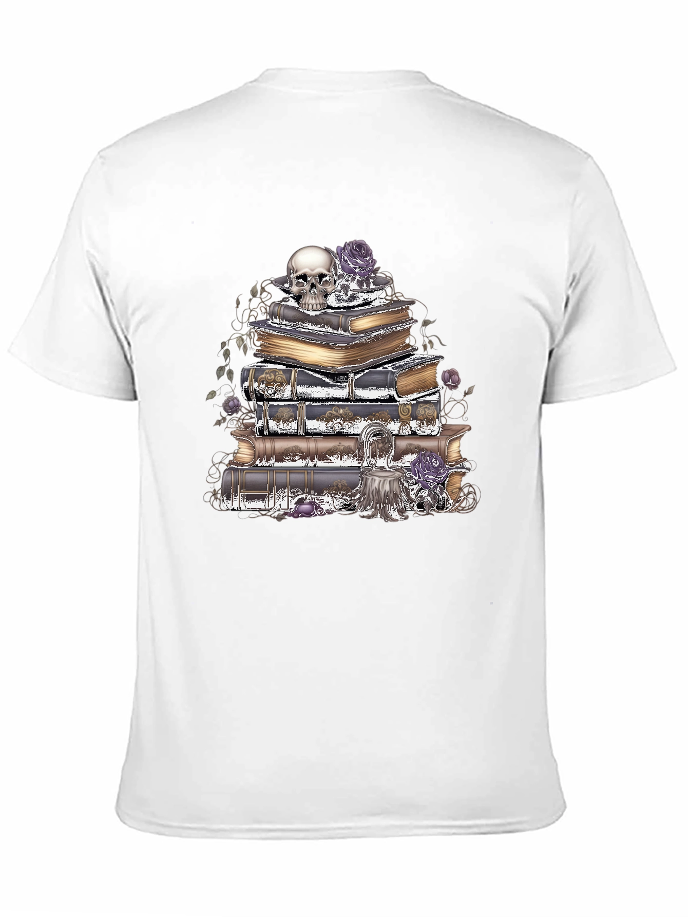 Skull & Books Graphic T-Shirt - Gothic Style