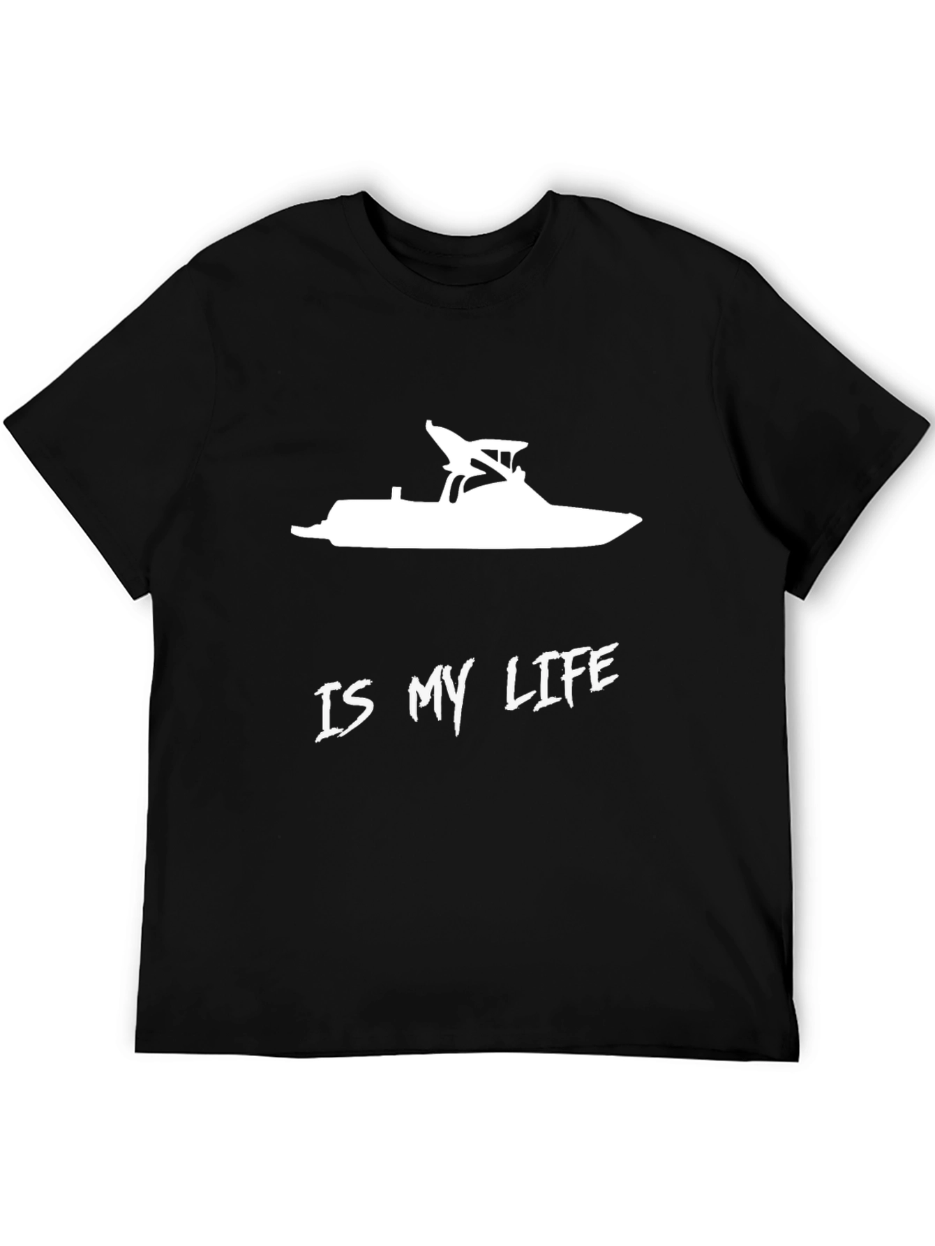 Boat Is My Life Graphic Tee - Black Cotton T-Shirt