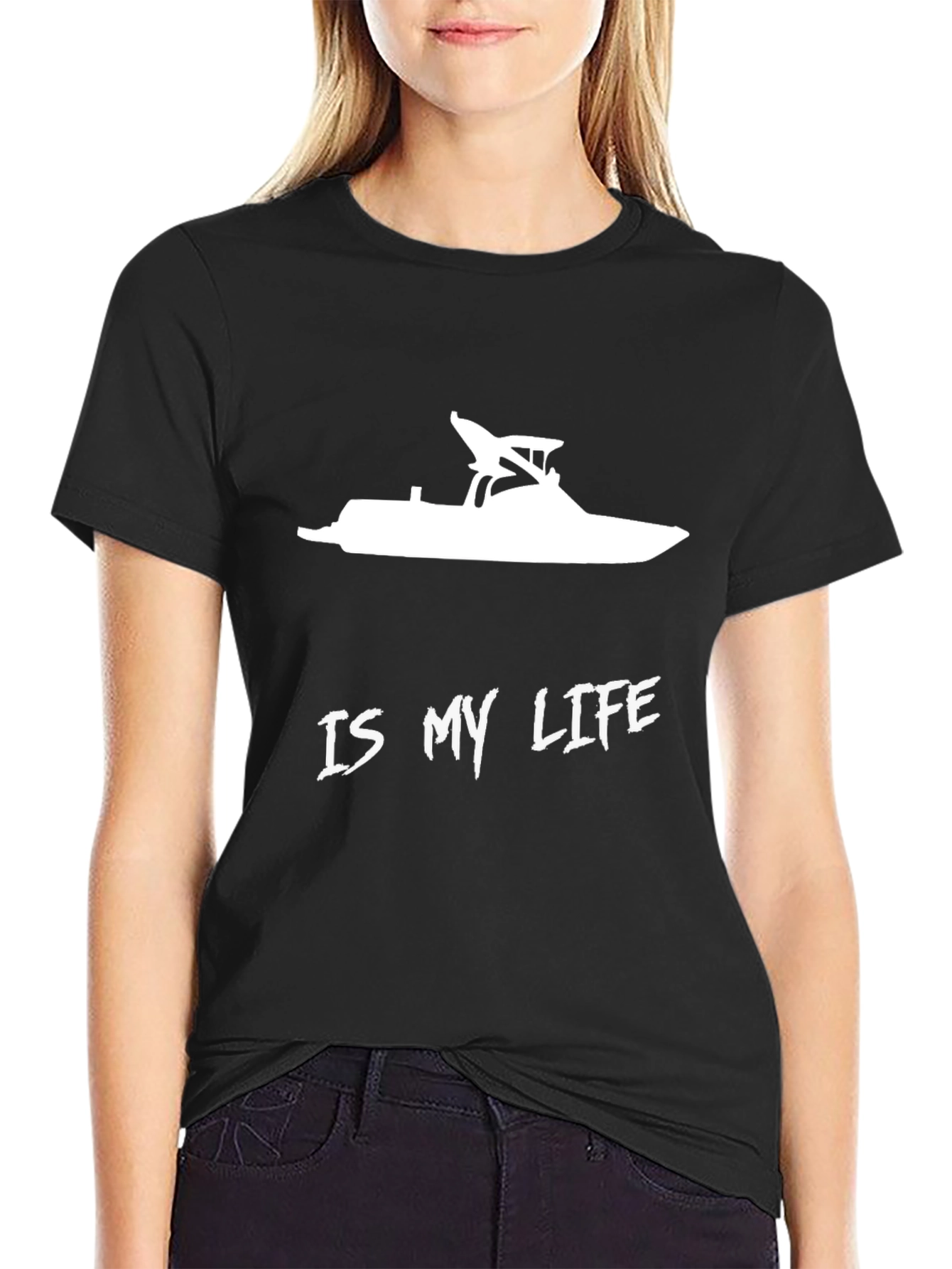 Boat Is My Life Graphic Tee - Black Cotton T-Shirt