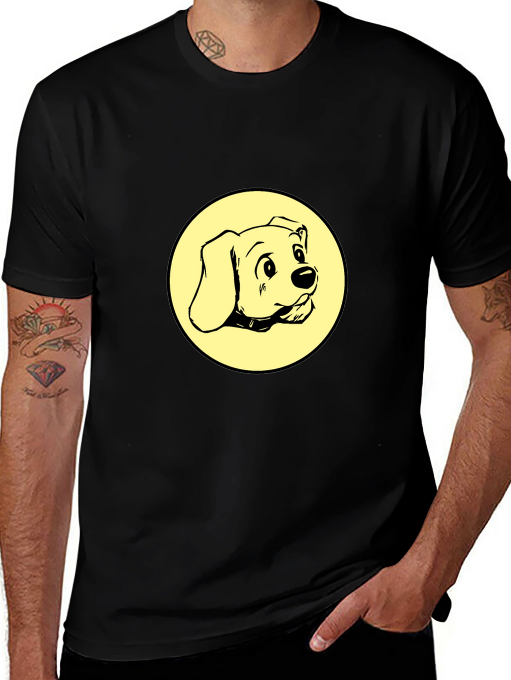 Dog Graphic Tee - Black Cotton Comfort