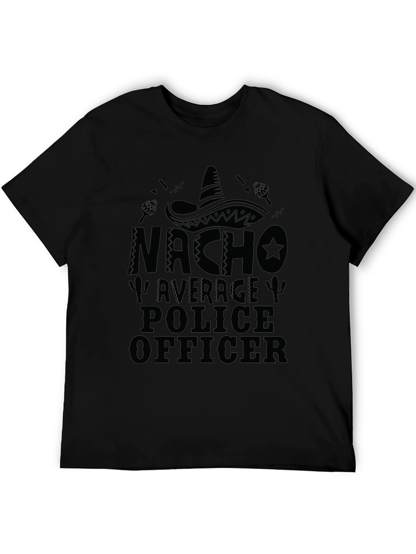 Nacho Average Police Officer Black T-Shirt