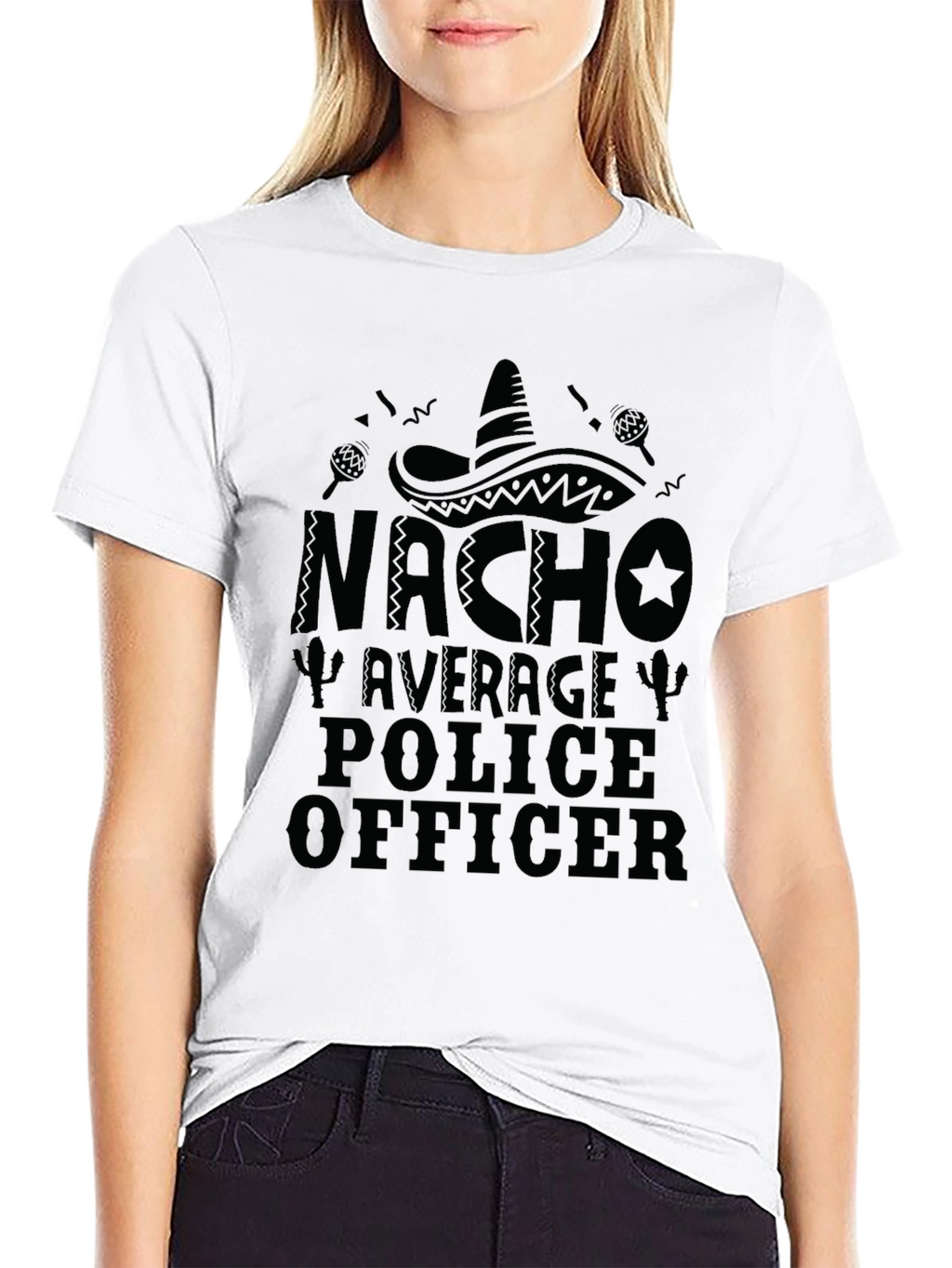 Nacho Average Police Officer Black T-Shirt