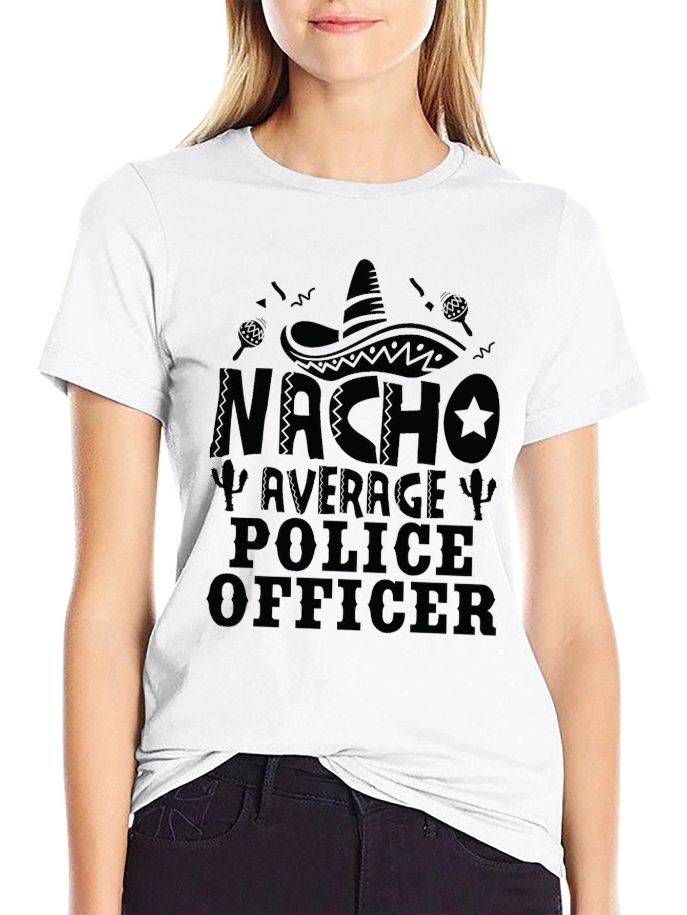 Nacho Average Police Officer Black T-Shirt