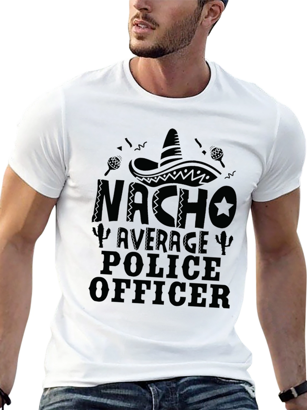 Nacho Average Police Officer Black T-Shirt