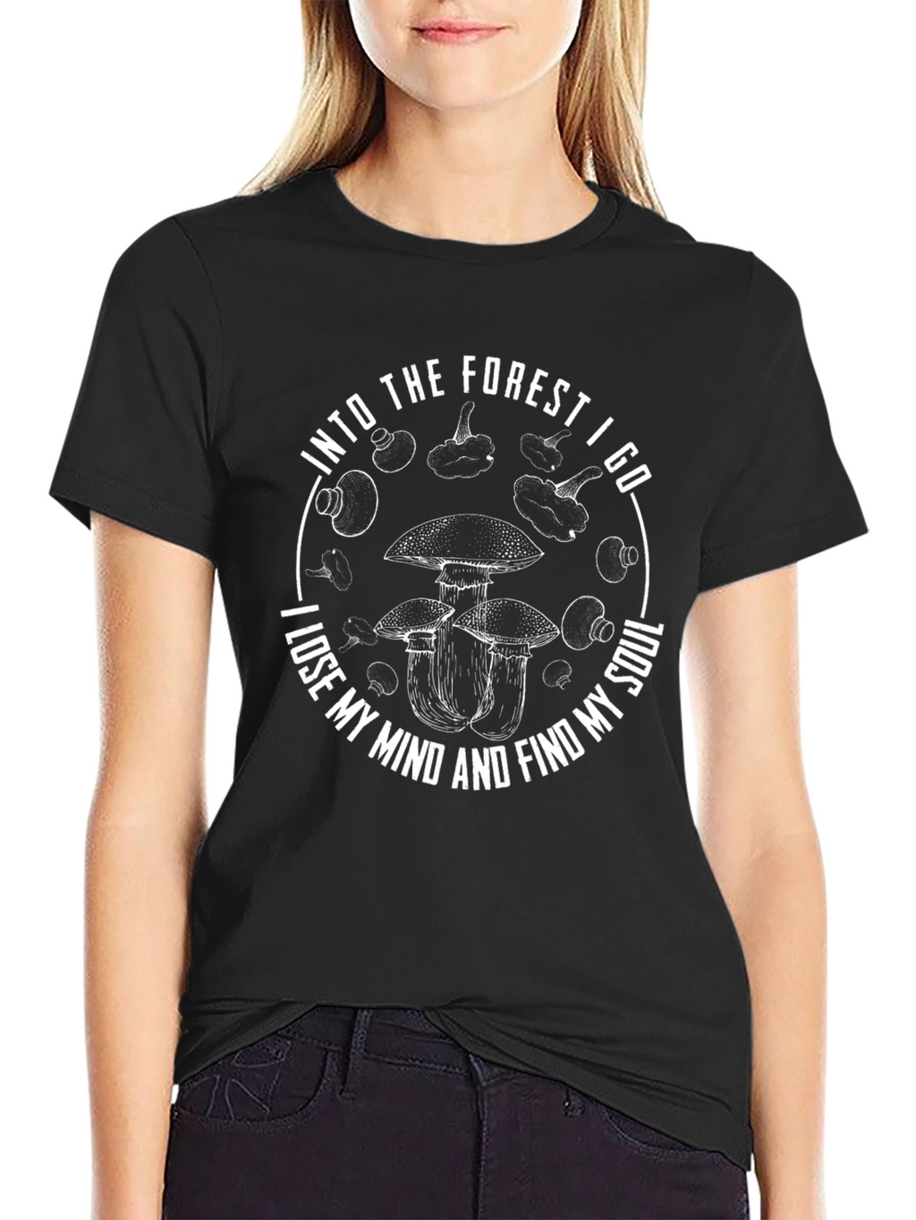 Into The Forest I Go Mushroom Graphic Tee