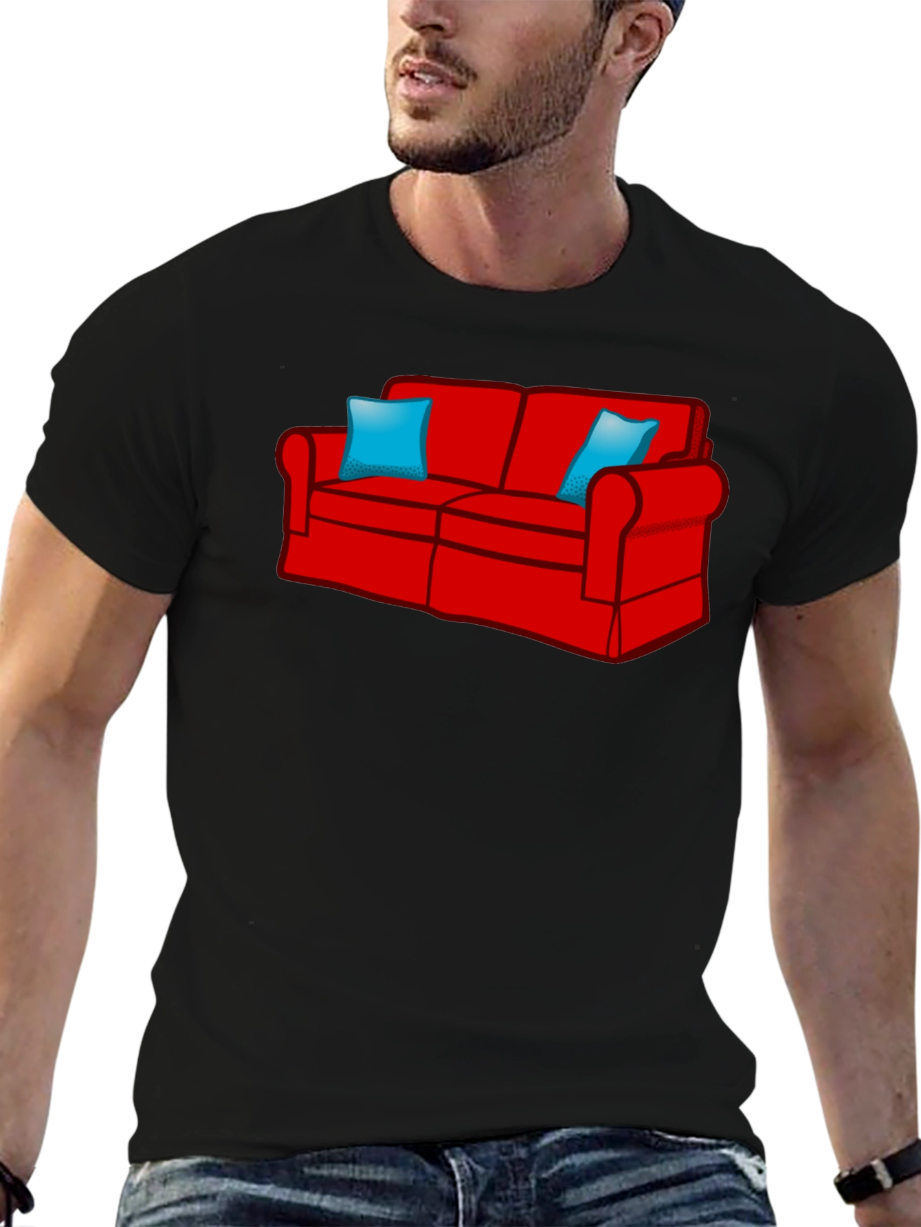Novelty Couch Graphic Tee - Comfy Style