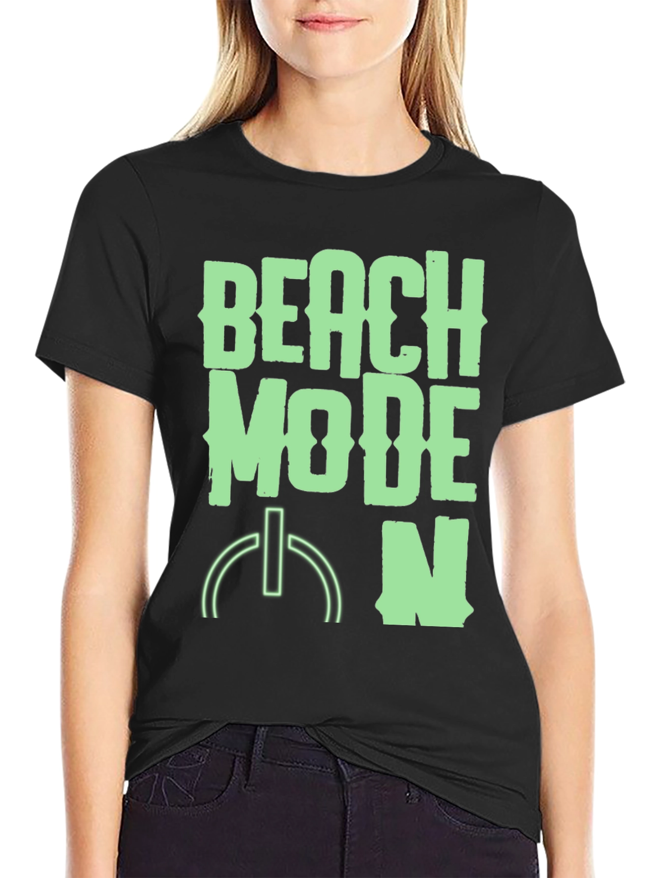 Beach Mode On Black Graphic Tee