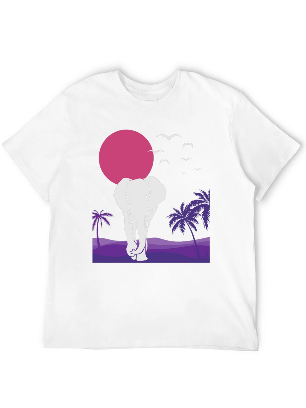 Elephant Sunset Graphic T-Shirt - Unisex Black Tee