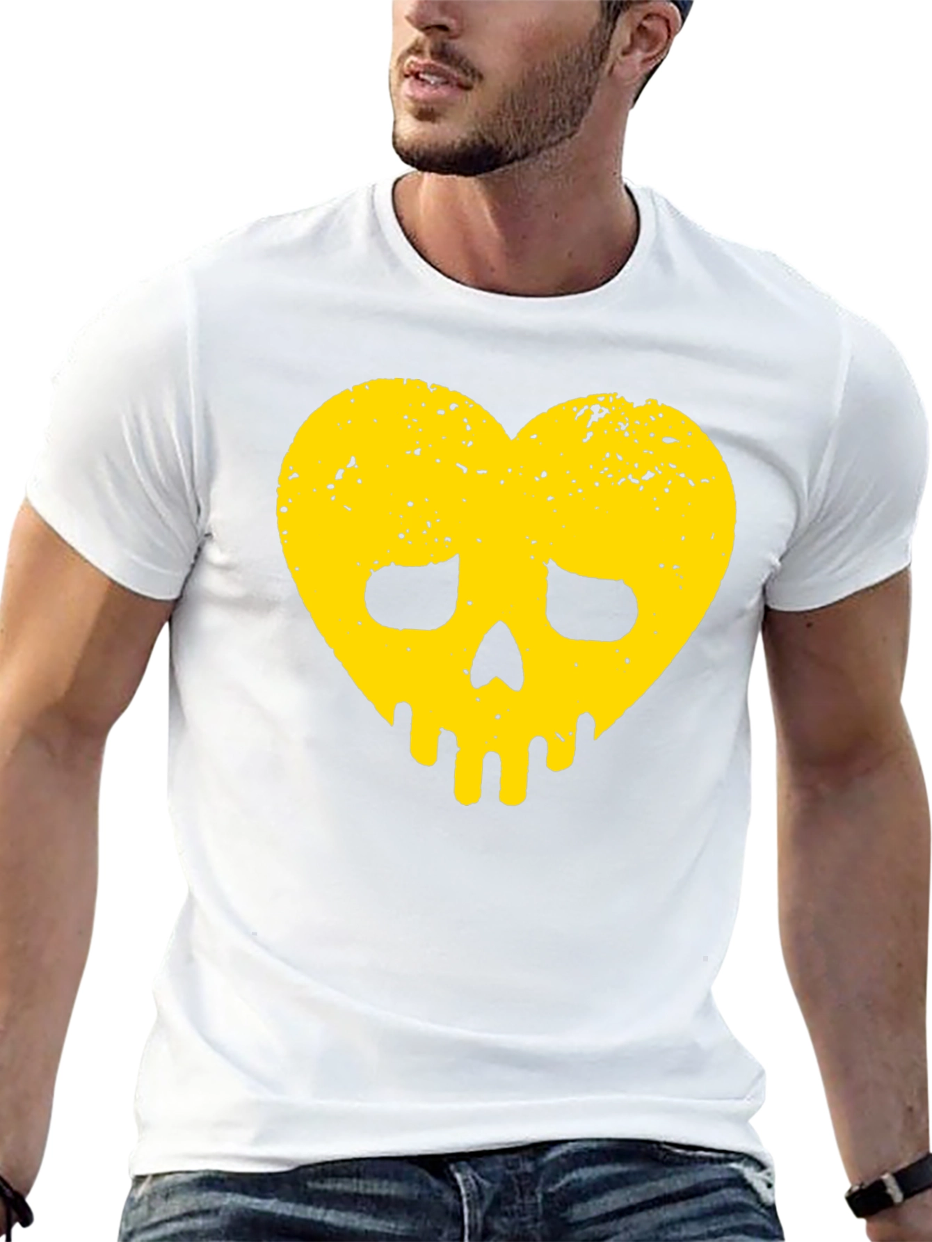 Heart Skull Graphic Tee - Black