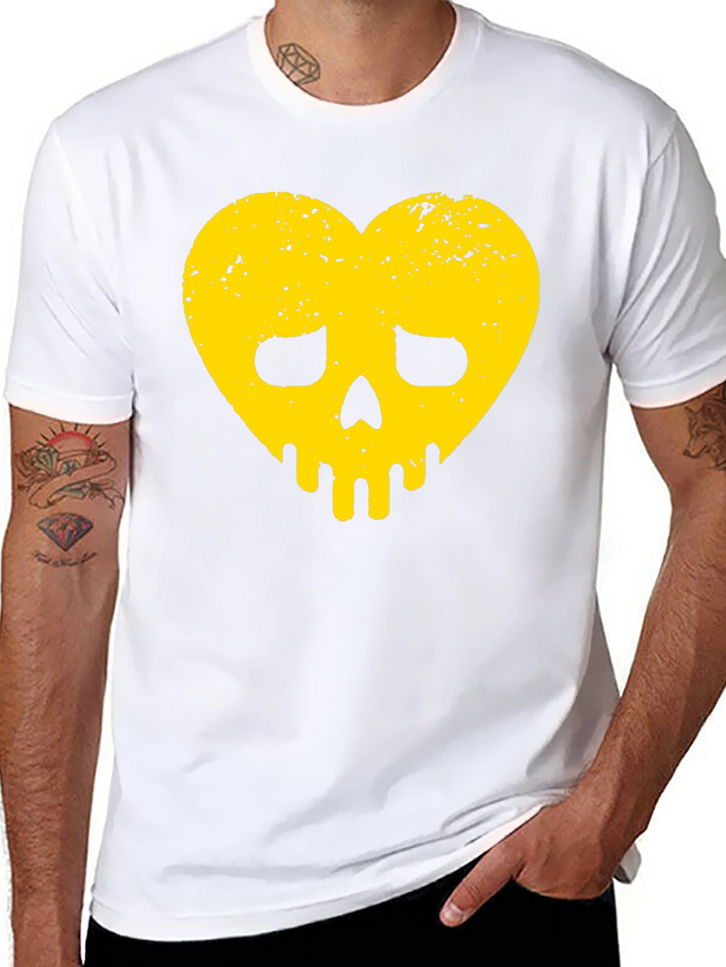 Heart Skull Graphic Tee - Black
