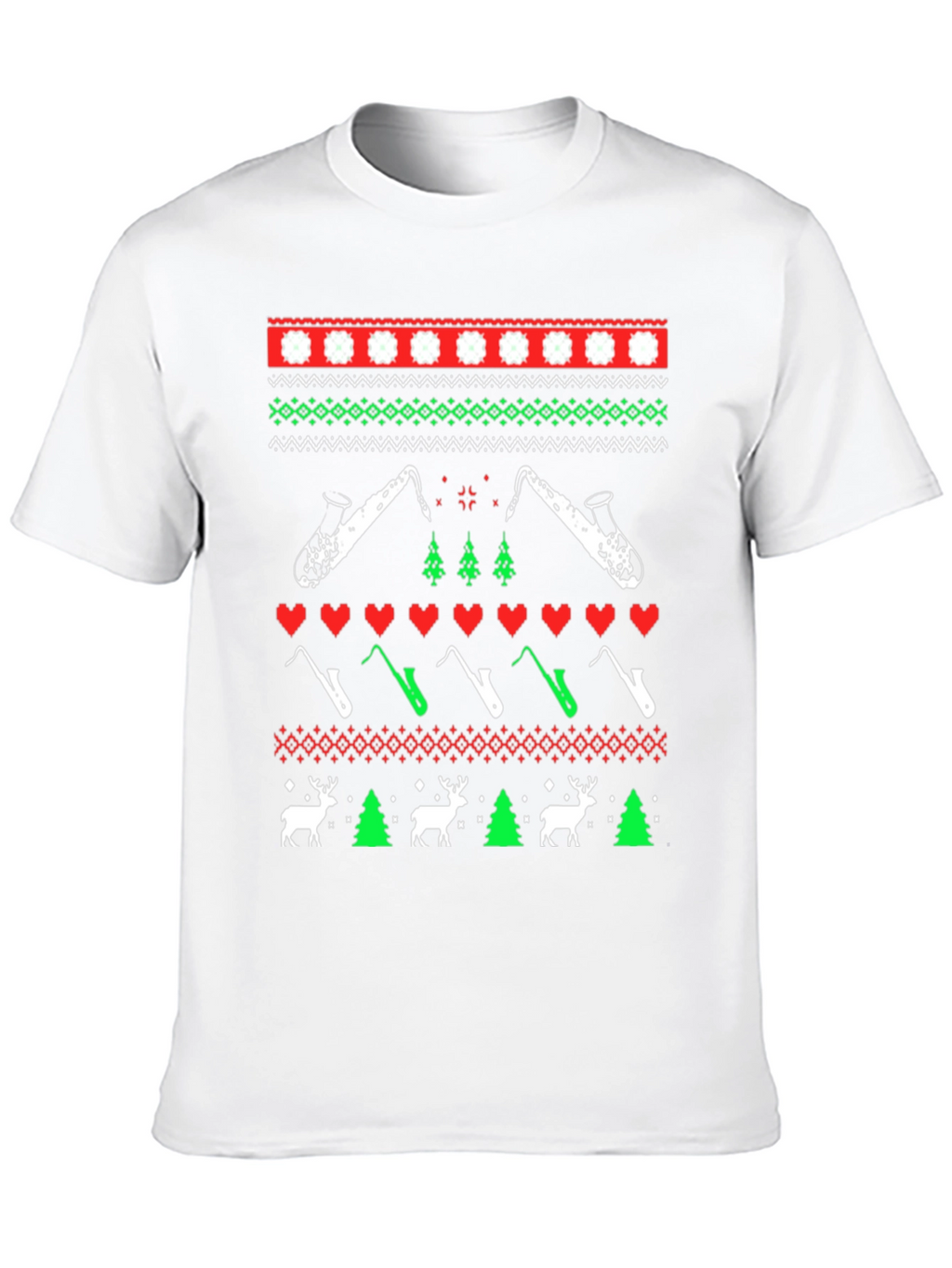 Festive Saxophone Christmas Sweater T-Shirt