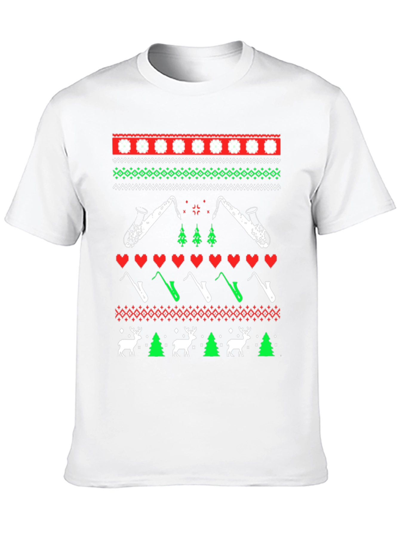 Festive Saxophone Christmas Sweater T-Shirt