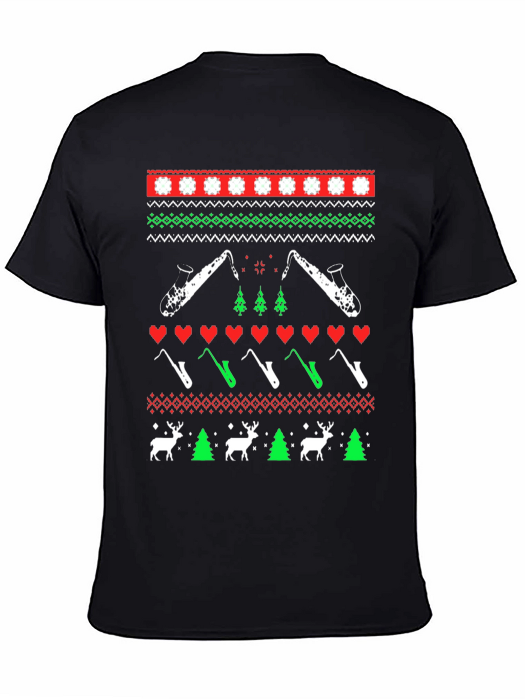 Festive Saxophone Christmas Sweater T-Shirt