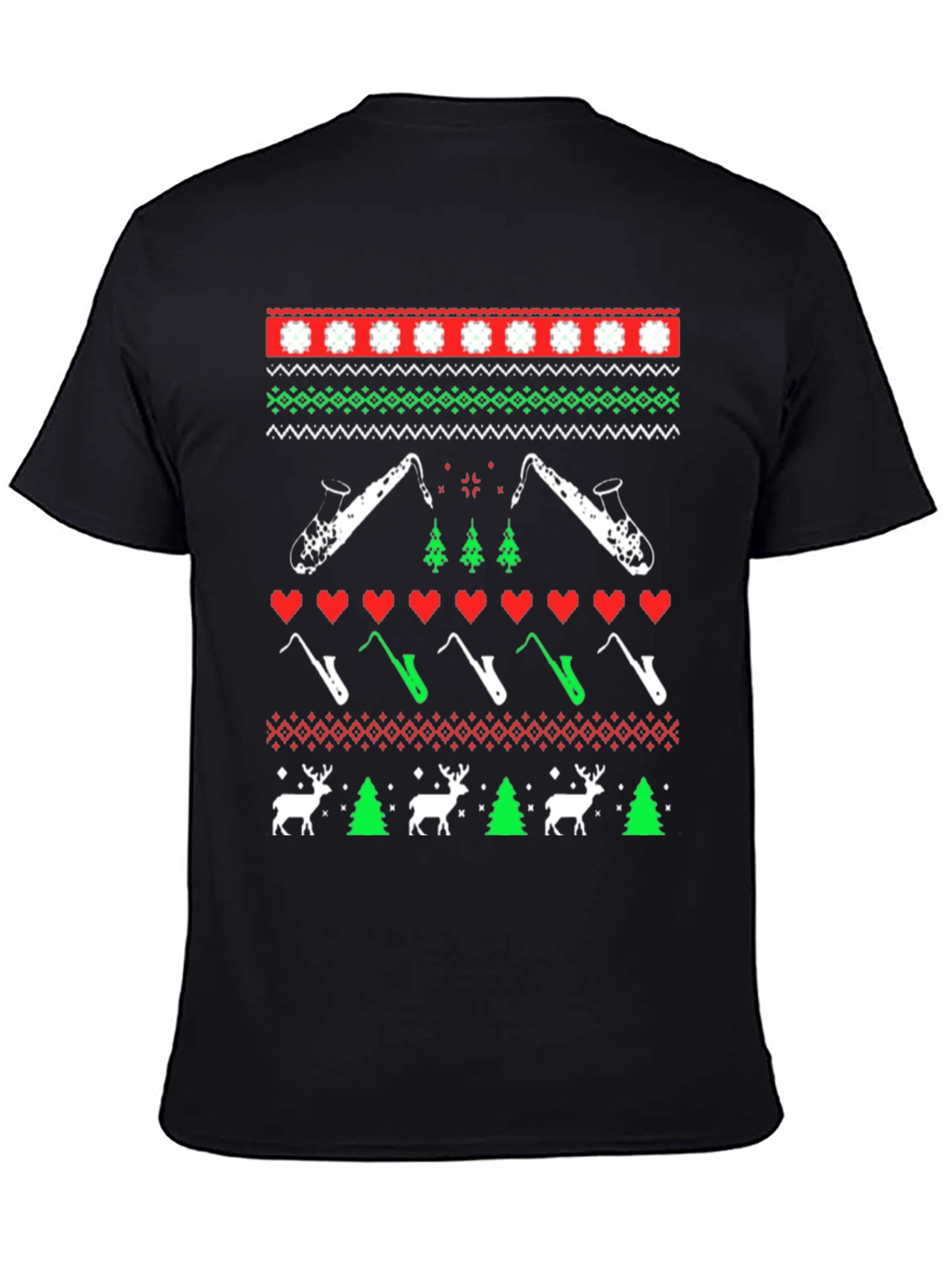 Festive Saxophone Christmas Sweater T-Shirt
