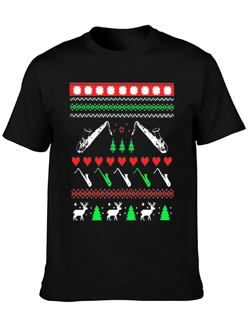 Festive Saxophone Christmas Sweater T-Shirt