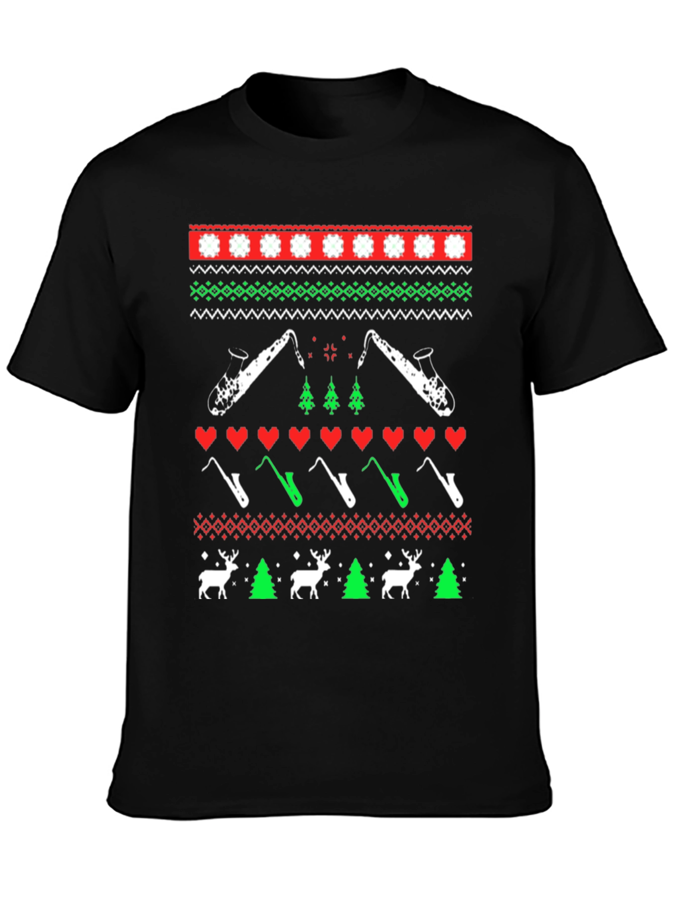 Festive Saxophone Christmas Sweater T-Shirt