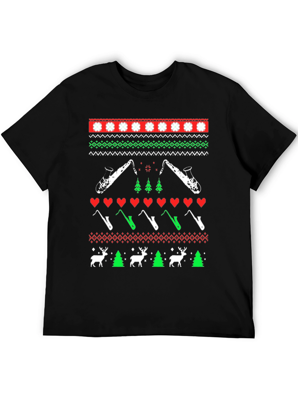Festive Saxophone Christmas Sweater T-Shirt