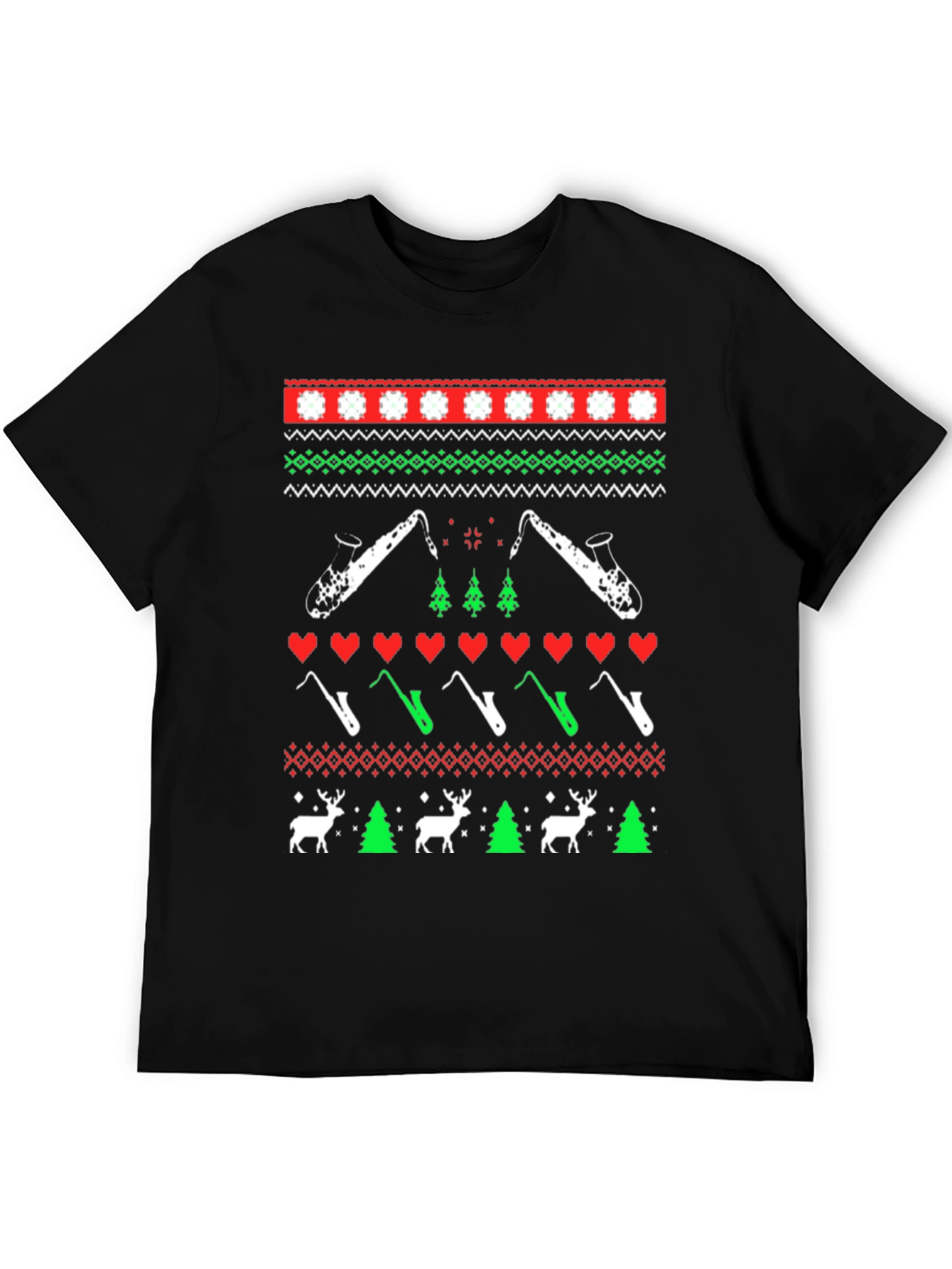 Festive Saxophone Christmas Sweater T-Shirt