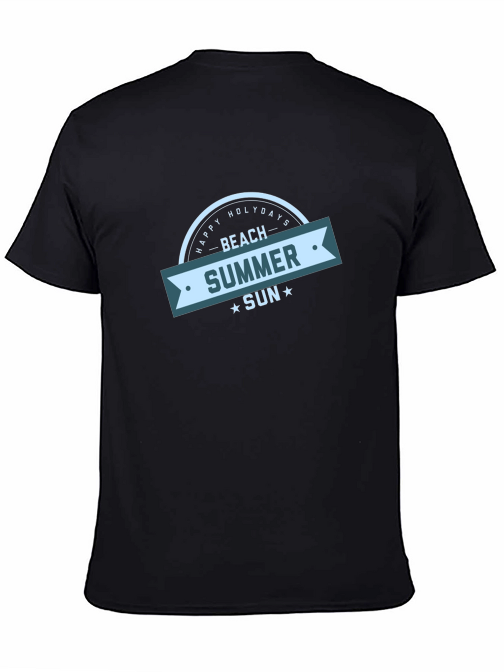 Beach Summer Sun Graphic Black T-Shirt