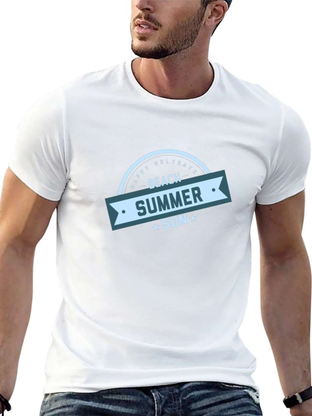 Beach Summer Sun Graphic Black T-Shirt