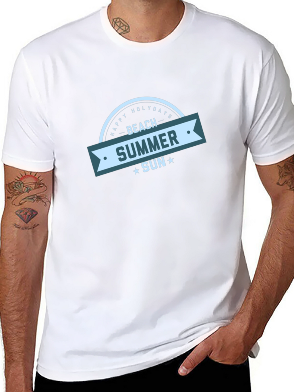 Beach Summer Sun Graphic Black T-Shirt