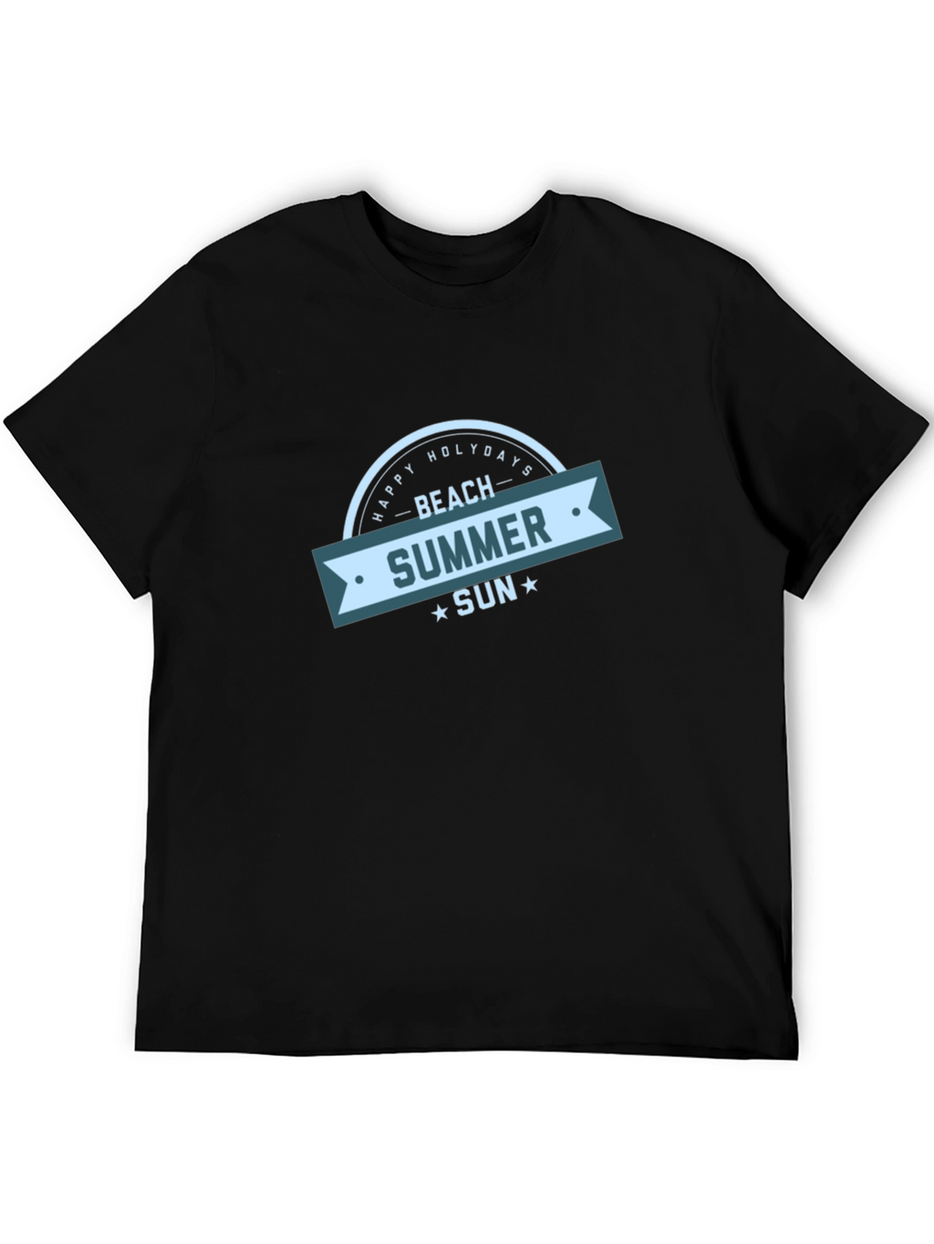 Beach Summer Sun Graphic Black T-Shirt