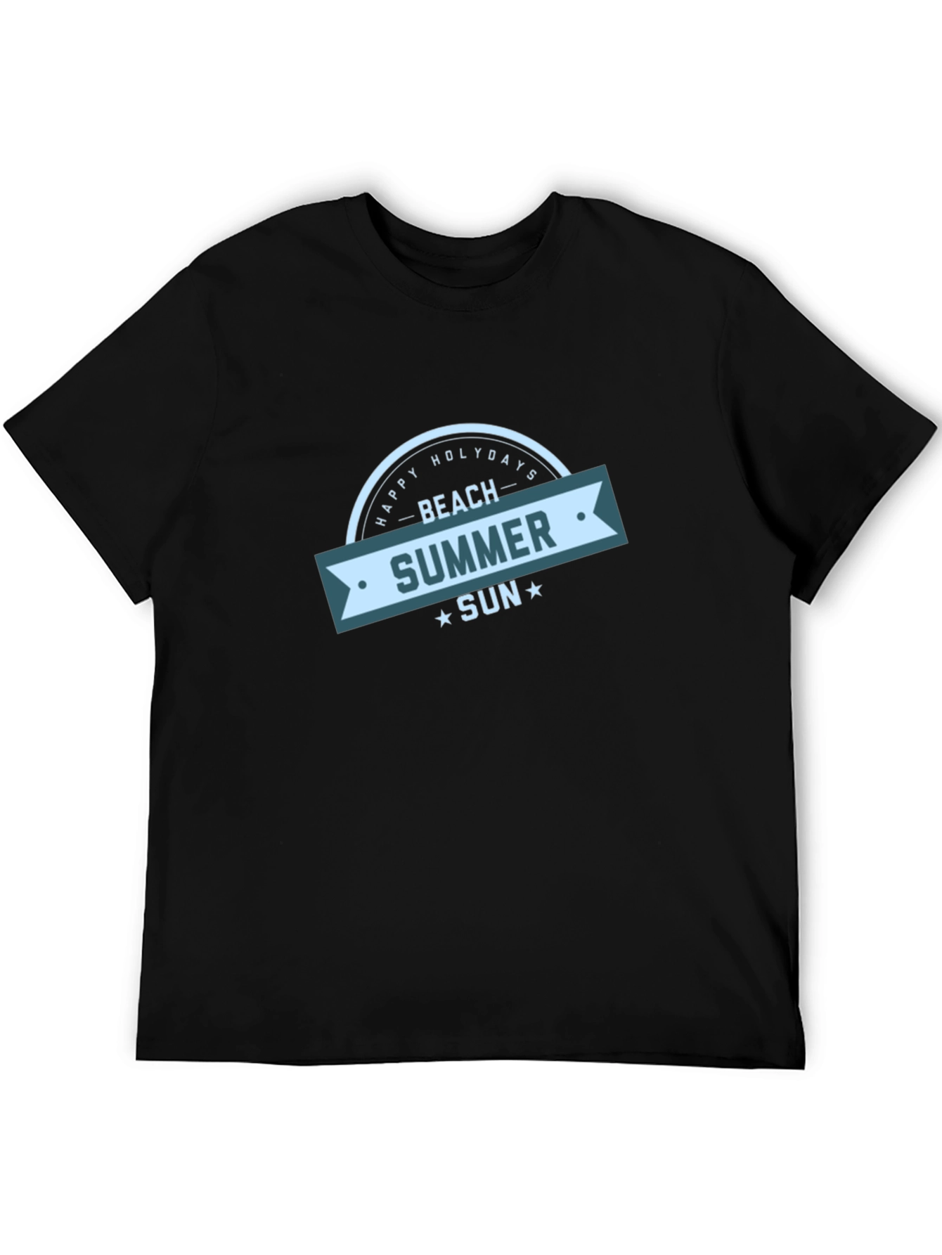 Beach Summer Sun Graphic Black T-Shirt