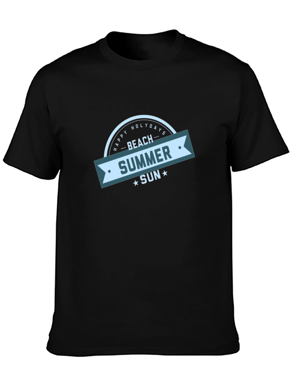 Beach Summer Sun Graphic Black T-Shirt