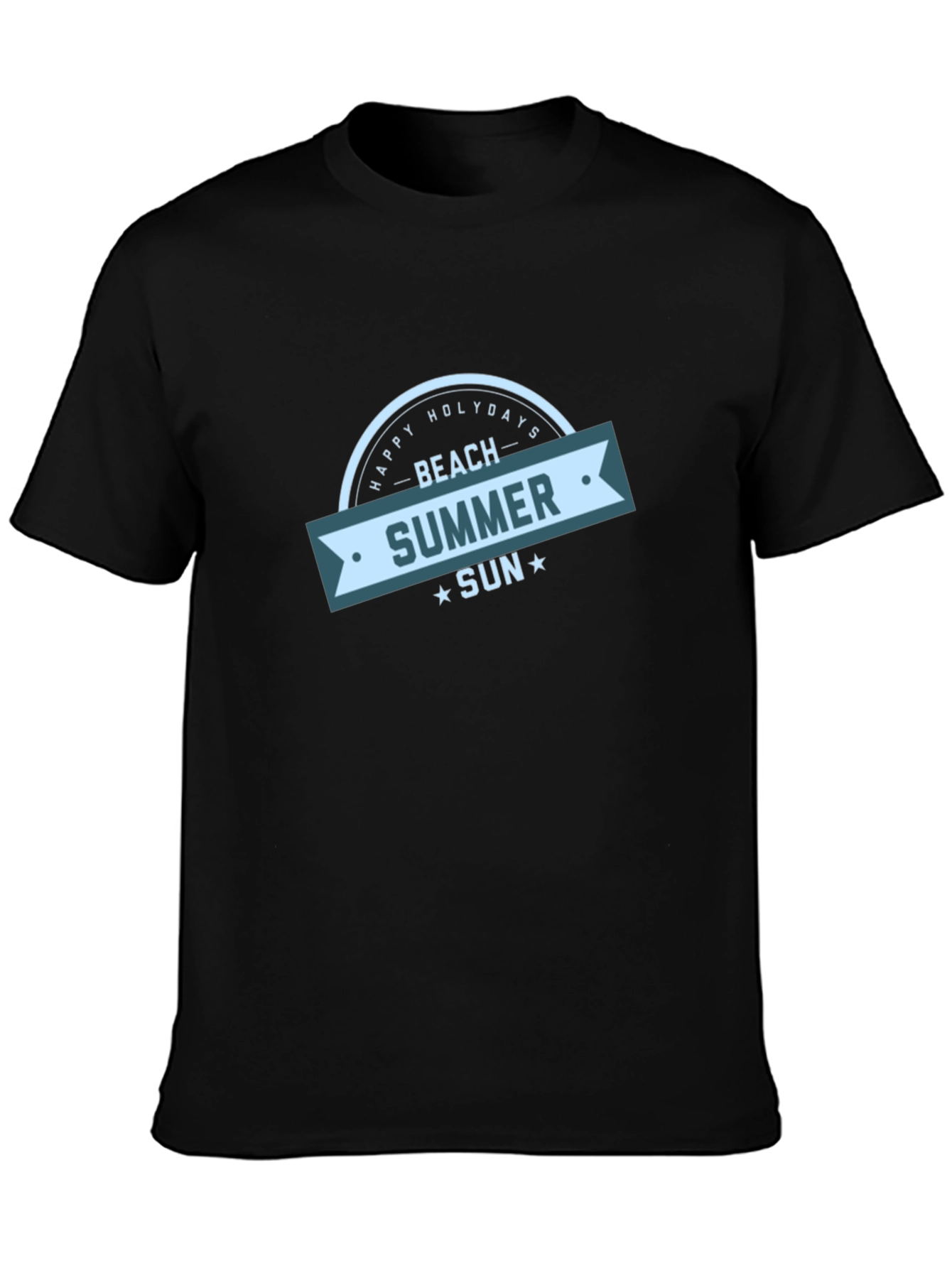 Beach Summer Sun Graphic Black T-Shirt