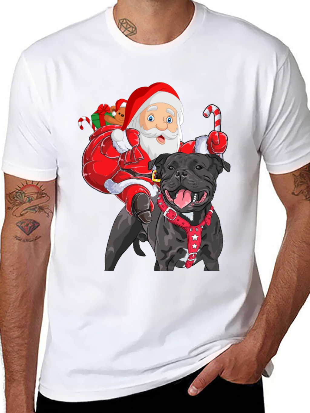 Santa Riding Dog Christmas T-Shirt