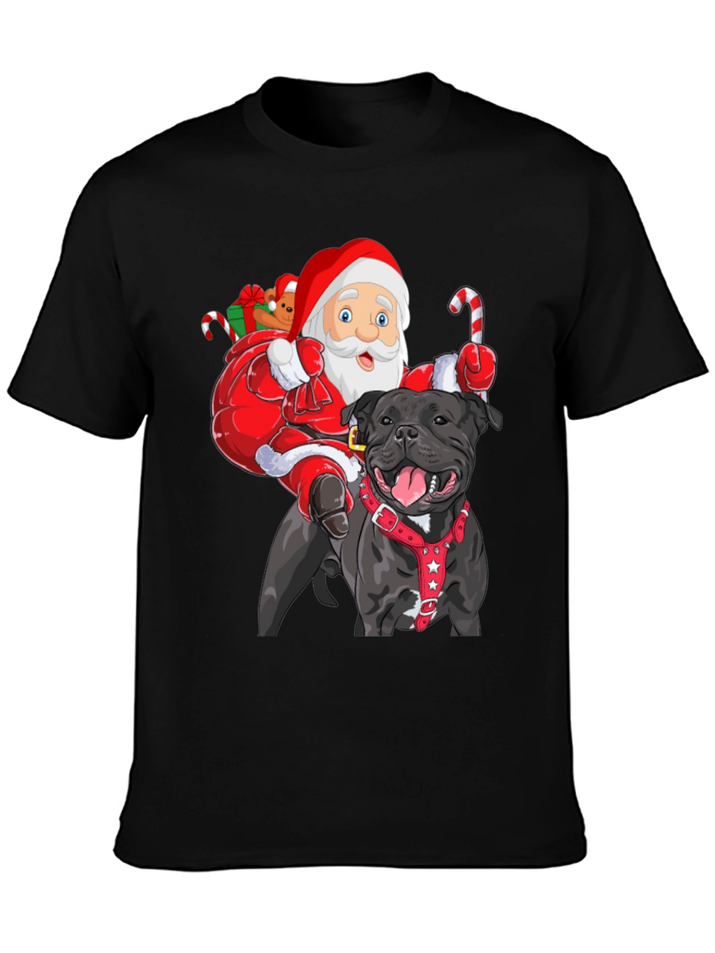 Santa Riding Dog Christmas T-Shirt