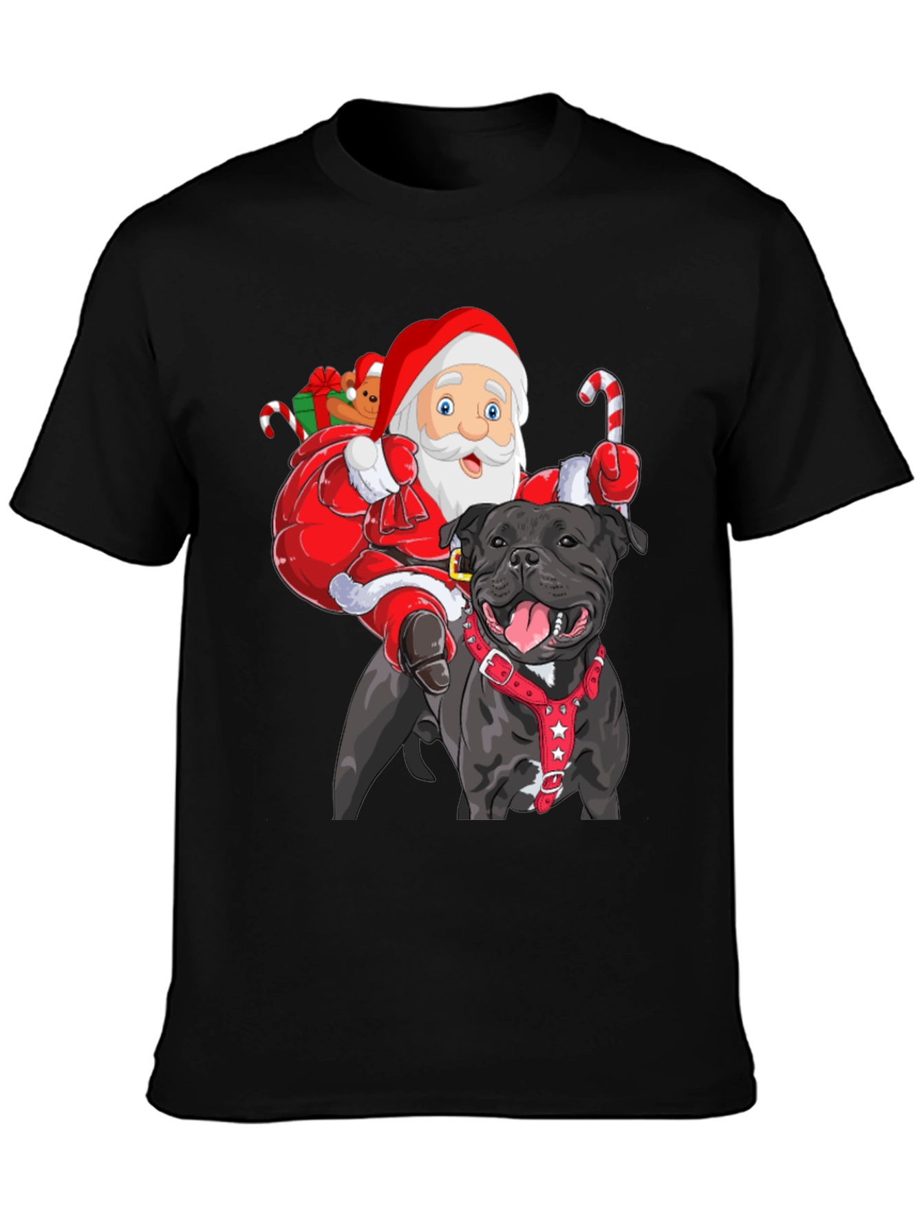 Santa Riding Dog Christmas T-Shirt