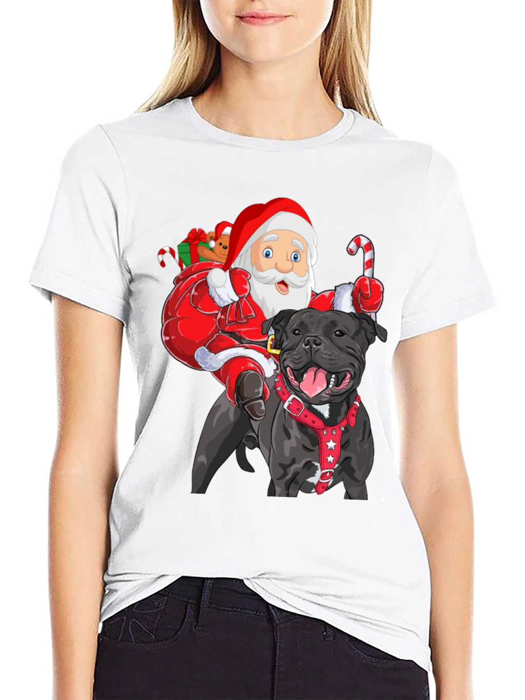 Santa Riding Dog Christmas T-Shirt