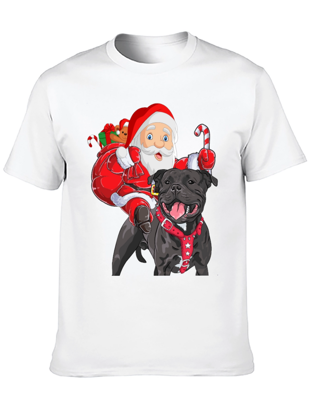 Santa Riding Dog Christmas T-Shirt
