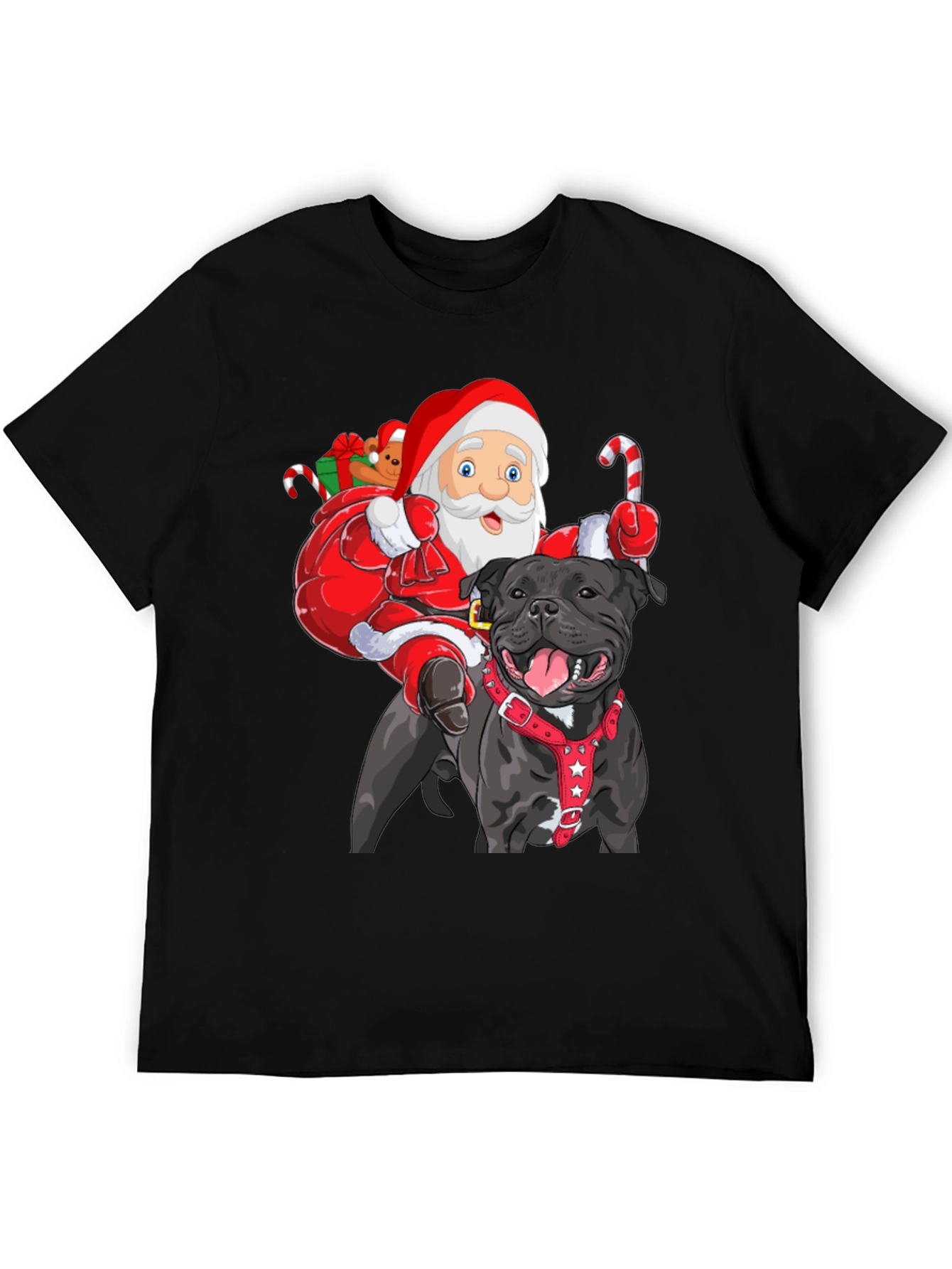 Santa Riding Dog Christmas T-Shirt
