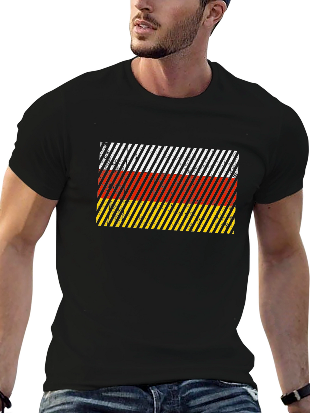 German Flag Inspired Striped T-Shirt