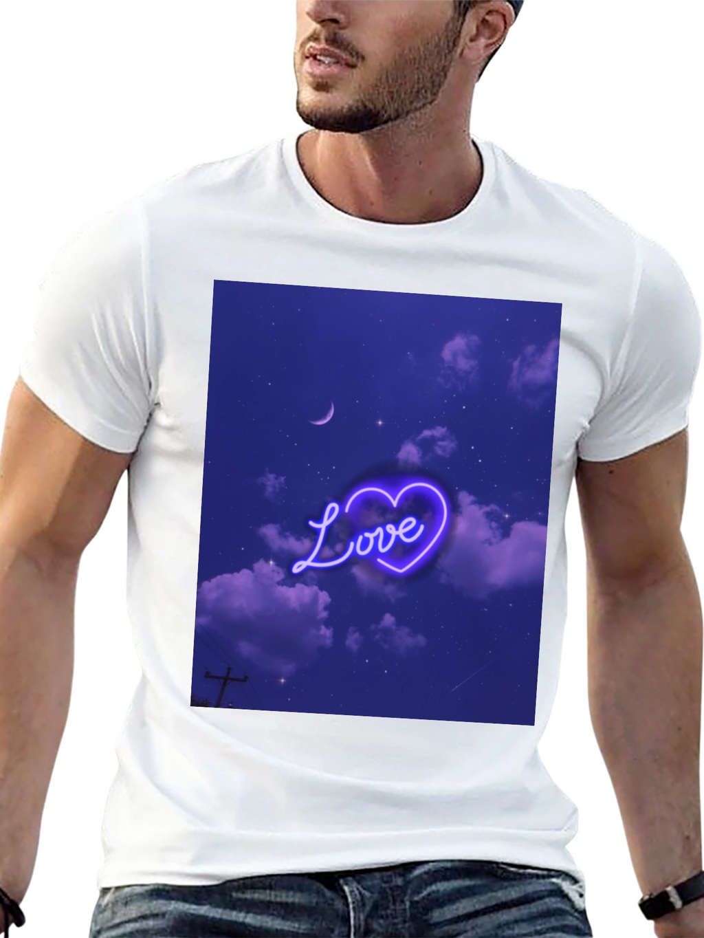 Love Heart Sky Graphic Tee - Black