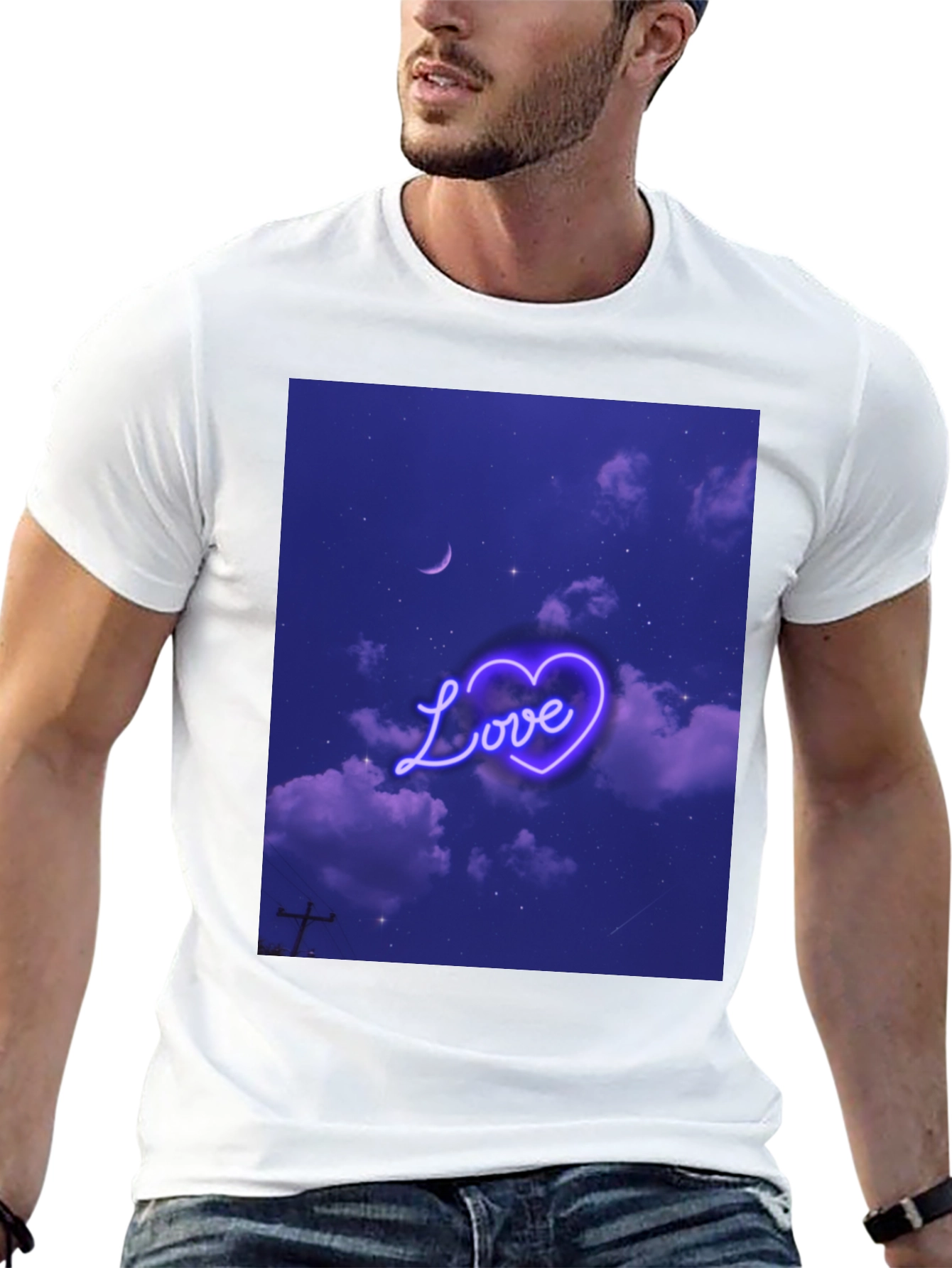 Love Heart Sky Graphic Tee - Black