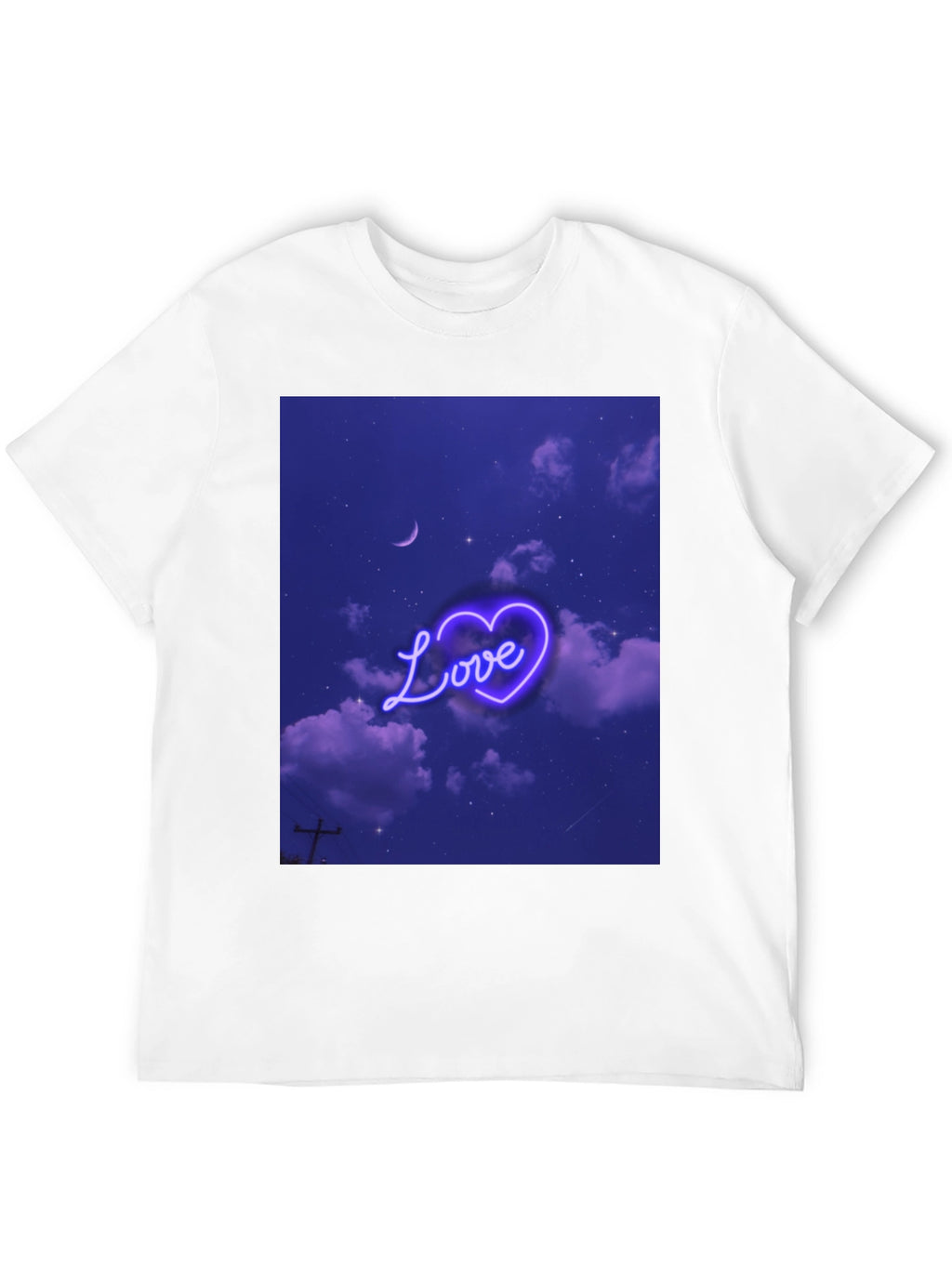 Love Heart Sky Graphic Tee - Black
