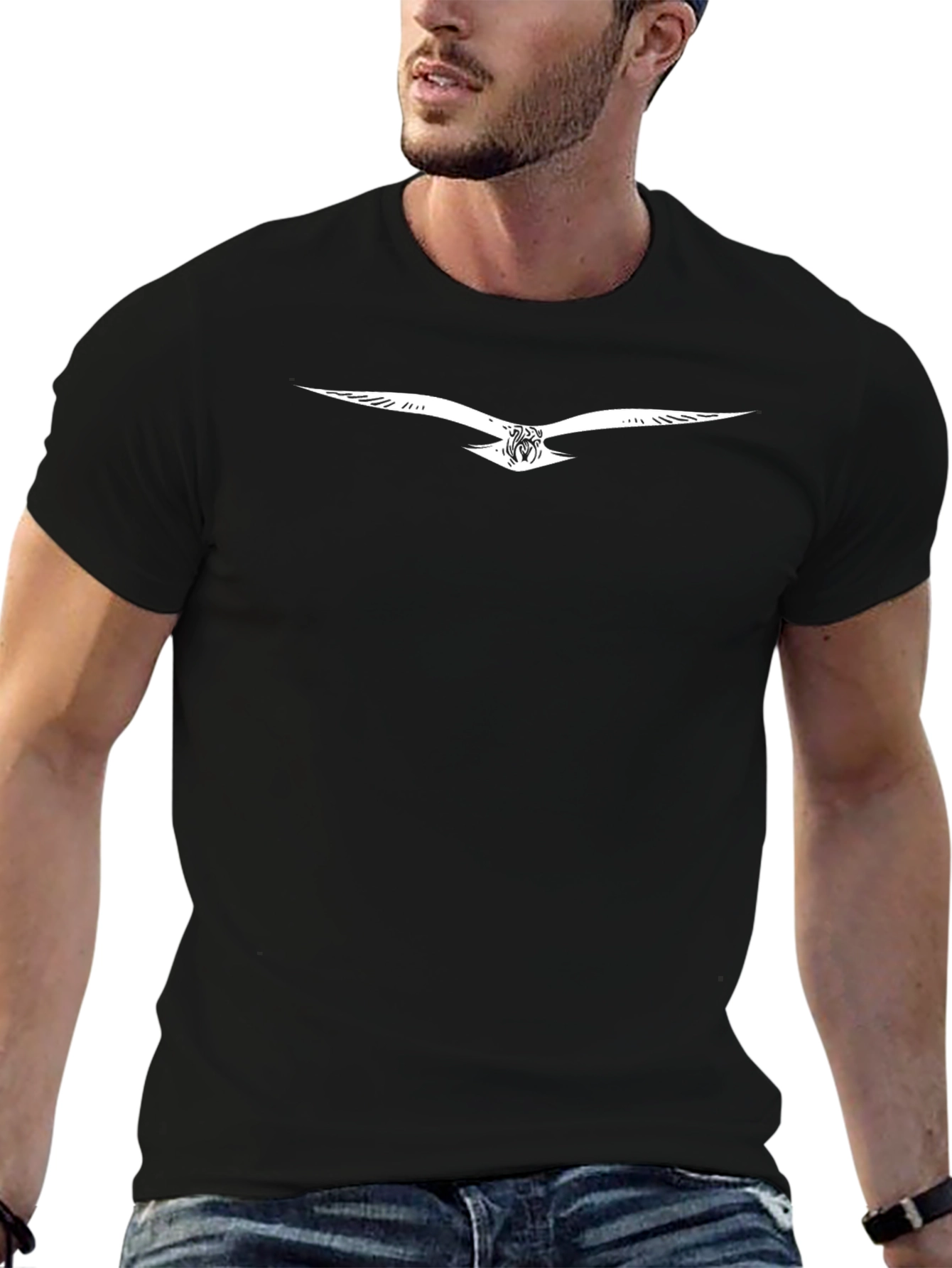 Stylish Black T-Shirt with Eagle Graphic Print