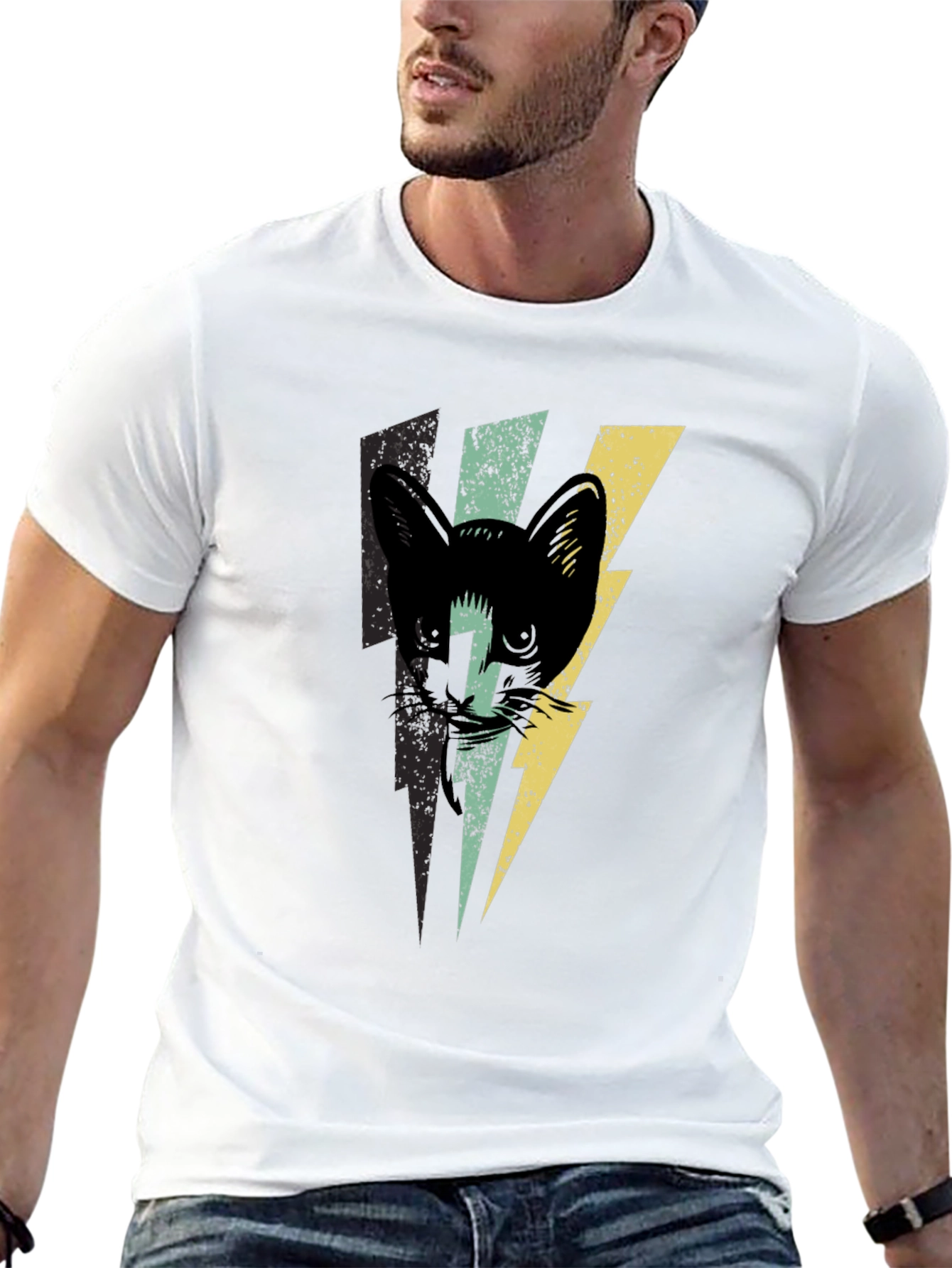 Cat Lightning Bolt Graphic T-Shirt
