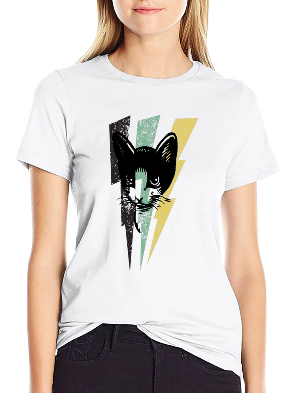 Cat Lightning Bolt Graphic T-Shirt