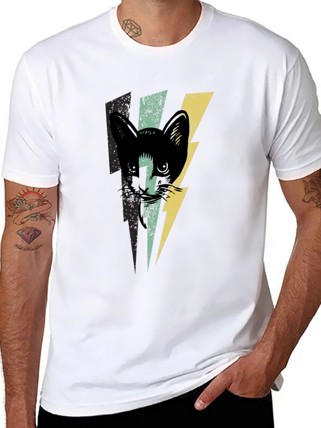 Cat Lightning Bolt Graphic T-Shirt