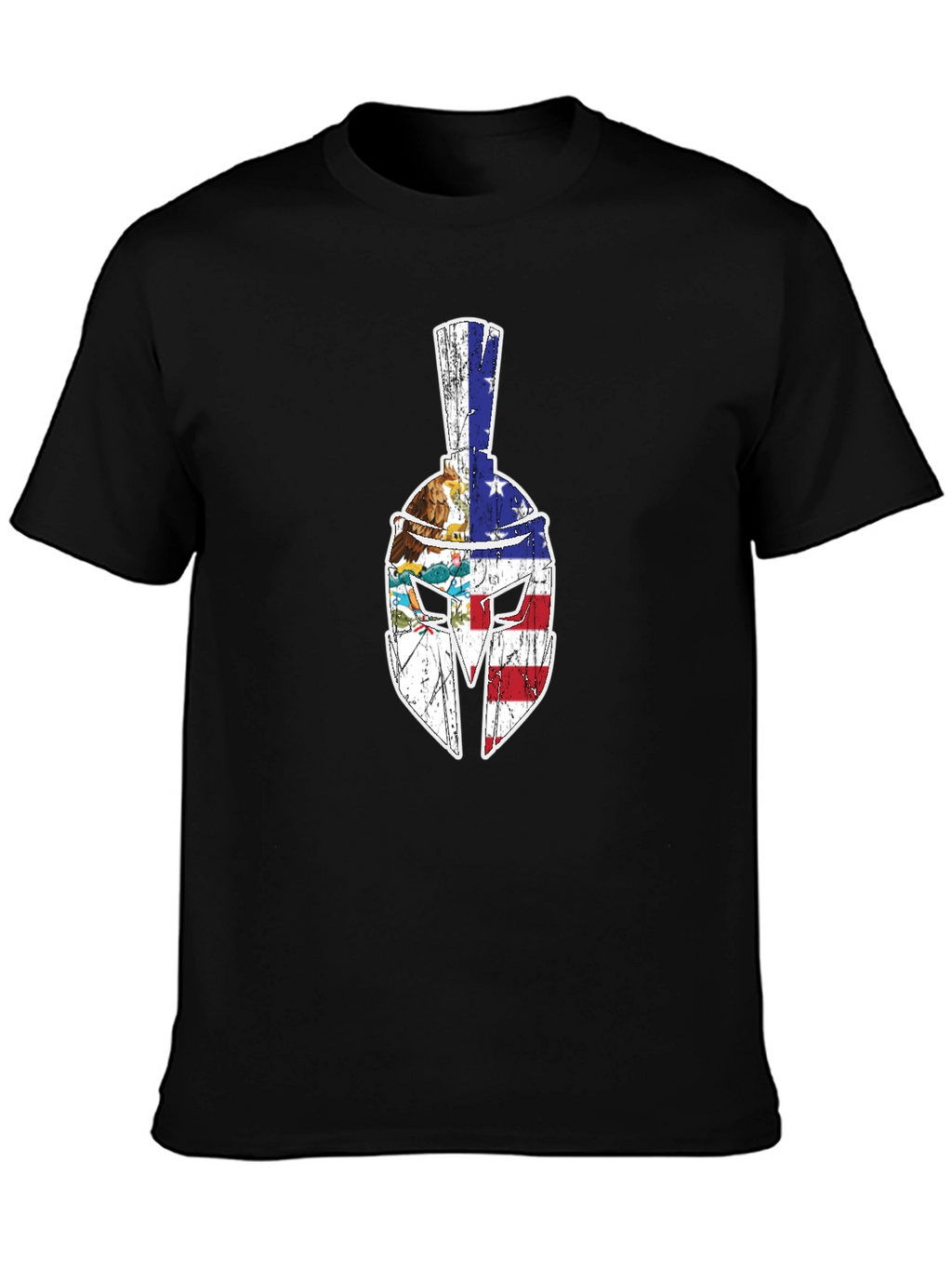 California Flag Spartan Helmet Mens Black T-Shirt